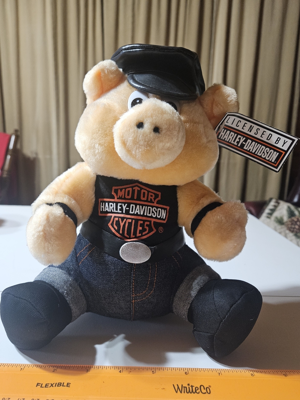 Harley-Davidson Licensed Plush Pig in Tan and Black